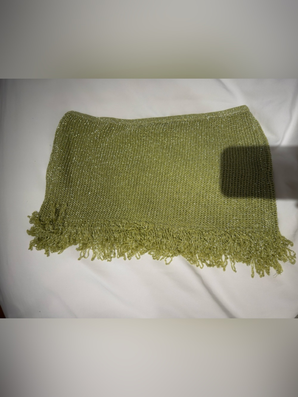 Peppermayo Olive Green Mini Skirt with Fringe